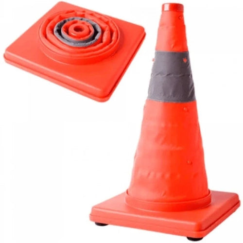 FOLDAWAY TYPE TRAFFIC CONE WITH REFLECTIVE TAPE