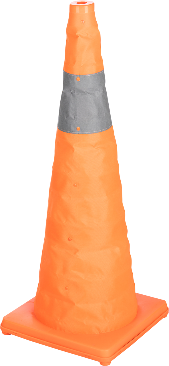 FOLDAWAY TYPE TRAFFIC CONE WITH REFLECTIVE TAPE