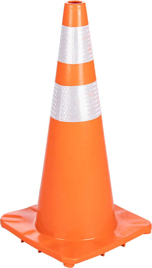 ORANGE SOFT PVC TRAFFIC CONE WITH REFLECTIVE TAPE