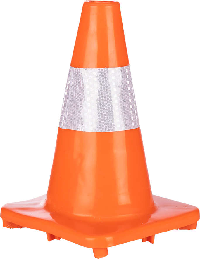 ORANGE SOFT PVC TRAFFIC CONE WITH REFLECTIVE TAPE