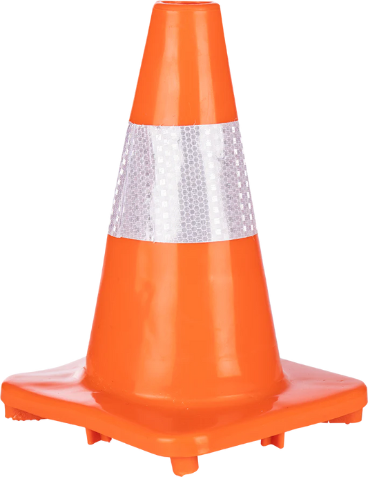 ORANGE SOFT PVC TRAFFIC CONE WITH REFLECTIVE TAPE