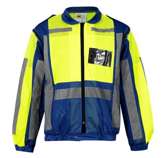 METRO REFLECTIVE JACKET DETACHABLE SLEEVE  LIME/NAVY