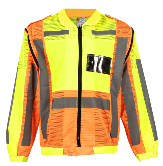 METRO REFLECTIVE JACKET DETACHABLE SLEEVE LIME/ORANGE