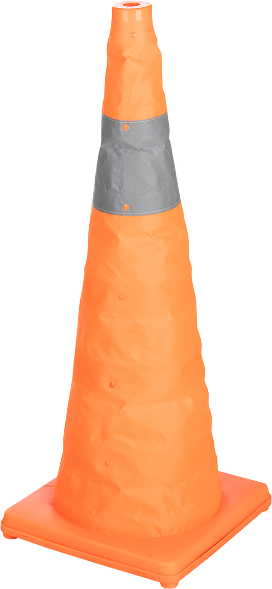 FOLDAWAY TYPE TRAFFIC CONE WITH REFLECTIVE TAPE