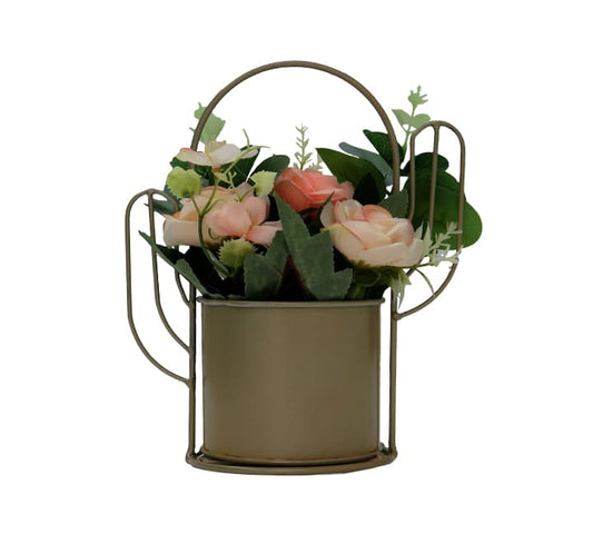 ARTIFICIAL FLOWER WITH METAL BASKET