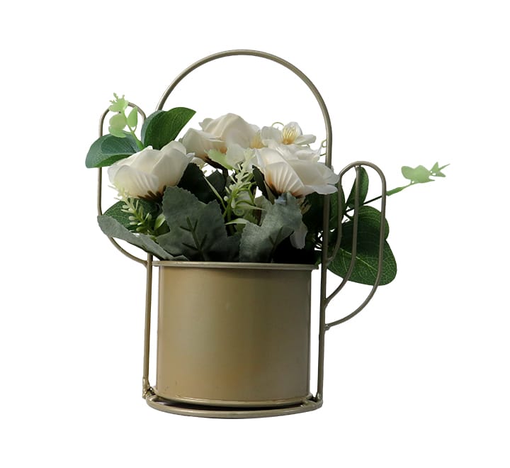 ARTIFICIAL FLOWER WITH METAL BASKET