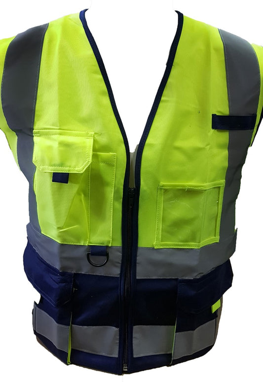 REFLECTIVE VEST 2 TONE 5 POCKETS LIME