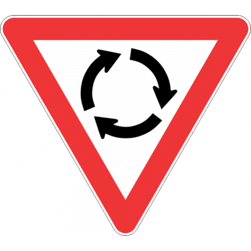 YIELD AT MINI CIRCLE ROAD SIGN